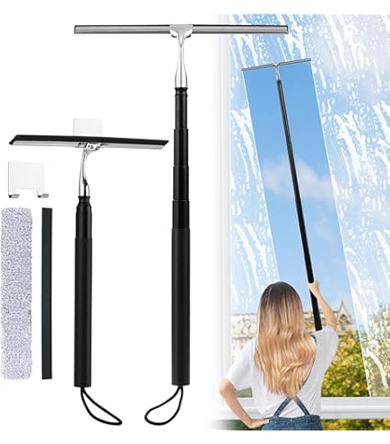 2 In 1 Telescopic Window Squeegee With Durable Squeegee Blade And Sponge Attachment - Window - View #12
