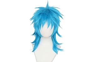 Linfairy Peluca de juego para mujer disfraz de Halloween pelucas de cosplay para hombres azul corto