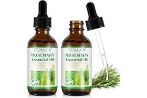 DUUOUS Huile Essentielle De Romarin Pour La Croissance Des Cheveux, Soins De La Peau - 100% Pure Organique Pour Les Sourcils, Cils, Nourrit Le Cuir Chevelu, Stimule La Croissance Des Cheveux 60ML（2 Pack）