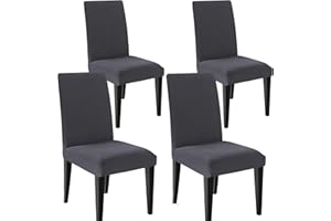 Dioxide Fundas para Sillas Pack de 4 Fundas Sillas Comedor, Fundas Elásticas Chair Covers Lavables Desmontables (Gris-Grueso,Paquete de 4)