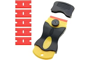 Ex-Pro Ceramic Hob Scraper with 5 x Plastic Blades, Safe to Glass, Removes Labels Stickers & Decals, for Oven Window Windshields Shower Door
