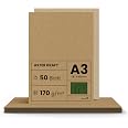 Papier Kraft 300g/m² A4 - Lot De 50 Feuilles - Carton Brun Recyclé Pour Créations DIY - Netuno
