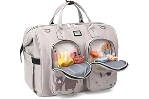Pomelo Best Wickeltasche mit wasserdicher Wickelunterlage und 2 Kinderwagen Haken verstellbare Schultergurt multifunktionale Umhängetasche Reisetasche für Unterwegs