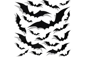 Moxled Dekoracyjne naklejki ścienne na Halloween, 32 sztuki, nietoperz, naklejki dekoracyjne 3D, obrazy na okno, Halloween, nietoperz, naklejki na okno, ścianę, drzwi, do pokoju dziecięcego, na