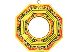 QCWWY Lustra ścienne, Drewniane Lustro Bagua Chińskie Szczęście Lustro Feng Shui Wypukłe Do Pracy Domowej Szczęście Tradycyjne Chińskie Feng Shui Wklęsłe Bagua (4 cale wypukłe lustro)