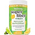 Bellway Super Fiber Powder + Fruit, Sugar Free Organic Psyllium Husk Powder Fiber Supplement for Regularity, Bloating Relief & Gut Health, Non-GMO, Plant-Based, Lemon Lime (13.7 oz)