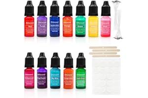 AERZOUSER 12 Couleurs Colorant Bougie Liquide – Colorant pour Bougie Naturelle à Haute Pigmentation, Teinte Vive et Durable pour Colorer Cire de Soja, Parafine et Bougies Fait Main (12 Couleurs)
