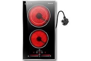 Ceramic Hob 2 Zone, 2 Ring Electric Hob Sliding Control, 30cm Built-in & Countertop Hob, 2800W, 220-240V with Plug, Safety Lock,Timer, Karienvir