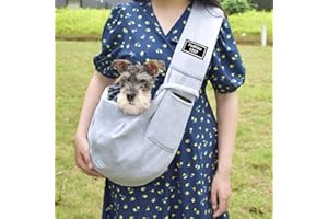 LYDNKIM Dog Sling Carrier for Small Dogs up to 15 lbs – Breathable Reversible Puppy Carrier Bag with Wide Strap, Safety Lock & Storage Pocket – Ideal for Walking, Travel & Daily Use (Grey)
