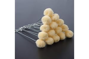 Rybtd 60 Pièces Outil de Teinture en Cuir Laines Balle Brosse Poignée Métal Brosse de Laine de Boule Cuir Balles Brosse Teintures Boules Brosses Tampons Laine