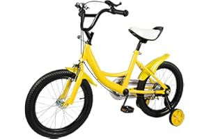 HUOMMGS Kinderfahrrad 16 Zoll Kinder Fahrrad für ab 5-8 Jahre Upgraded Jugend Fahrrad Kinderfahrrad mit Stützrädern Höhenverstellbar Anfänger Fahrrads für 100–135 cm Jungen & Mädchen
