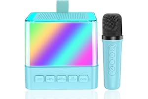 MICQUTR Karaoke 1 Microfonos, Karaoke Infantil y Microfono Inalambrico, Altavoz Bluetooth Portátil con LED, Máquina de Karaoke para Niñas y Niños, para Fiestas en Casa/Regalos/Juguetes