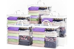 FORCANBY Clear Zippered Storage Bag Foldable Storage Bag, 22L Clear Storage Bags for Clothes, and Blanket Storage Bags for Bedding, CDs, Blankets, Comforters, Clothing & Toys (White, 5-pack)