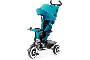 Kinderkraft Tricycle Enfant Évolutif ASTON, Canne Télescopique Amovible, Bleu