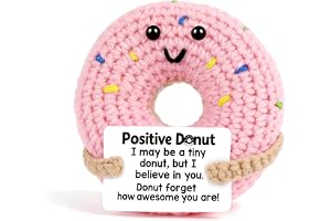 ZCOINS Positiv Handgjord Rosa Donut Häkad – Emotionellt Stöd Present med Motiverande Meddelandekort, Perfekt Liten Kram för T