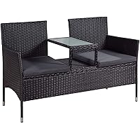 ArtLife Polyrattan Gartenbank Monaco schwarz - 2-Sitzer Bank mit integriertem Tisch & Kissen in Grau - 133 × 63 × 84 cm…