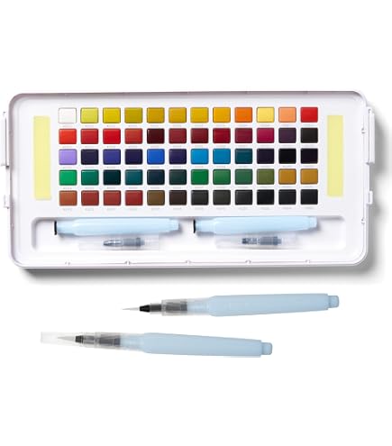 Sakura Koi Water Colors – Boîte Croquis Poche 24 Demi-godets – Métalliques, Fluo, Nacrées – Aquarelle Voyage