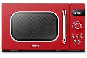 COMFEE' CMSRO 20 x RD Retro Mikrowelle z 8 automatycznymi przyciskami, 5 stopni Celsjusza, 20 l, 800 W, obrotowy obrotowy