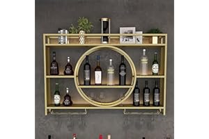ZHFF Portabottiglie Da Parete, Porta Bottiglie Di Vino Da Parete Con Ripiano Espositivo, Metallo Porta Vino, Vetrinetta Pensile Da Parete, Espositore Creativo Per Vino Da Parete, Cremagliera Pensile,120cm