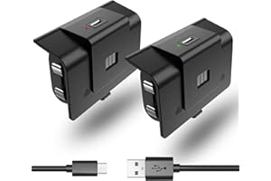 6AMLIFESTYLE 2 Pack Rechargeable Controller Battery Pack for Xbox One/Xbox Series X S with 4 Battery Cover Play and Charge Kit with Micro USB Charging Cable for New Xbox 1 S/X/Elite Wireless Remote