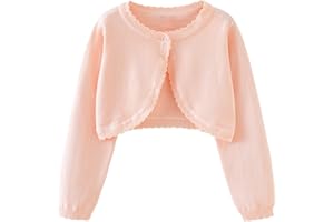 Miipat Fille en Bas Âge Cardigan Tricoté Enfants Pulls Tricotés Cardigan Boléro à Bouton Unique à Manches Longues Col Ras du Cou Manteau en Tricot