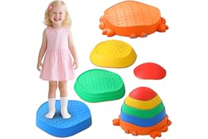 CHIDIAM Pietre di Bilanciamento per Bambini,5 Pietre di Equilibrio Impilabili Antiscivolo Stepping Stones,Percorsi Ostacoli Bambini per Interni ed Esterni,Giochi Equilibrio per Bambini,Promuove Coordinazione