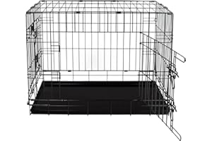 Lords & Labradors Deluxe Metal Dog Crate in Black (XLarge, 42”) | Foldable Dog Crate with Tray | 2 Door | Pet Safe Galvanised Steel | Metal Crate for Dogs Includes Carry Handle | Wired Metal Dog Crate