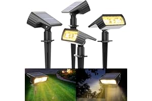 ‎MOXLED Moxled Solarlampen für Außen Garten, 3000K Warmweiß Solar Strahler 4 Stück, IP65 Wasserdicht Gartenleuchten, 2 Helligkeitsmodi Solarleuchten für Außen Garten, Hof, Gehweg