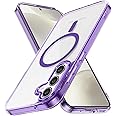 Lunivop for Samsung Galaxy S24 FE 5G Case Hard [Compatible with Magsafe Wireless Charging] Yellowing Resistant Magnetic Cover Clear para S 24 FE 6.7 inch 2024 Rugged Best Phone Cases Purple