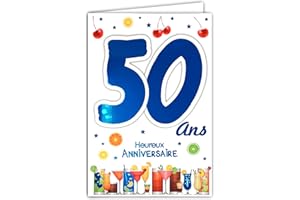 Afie 69-2134 Carte Anniversaire 50 ans Bleu Brillant Homme