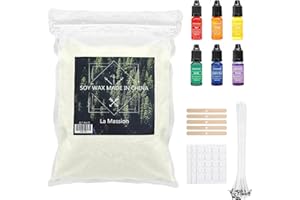 ‎EPICSOA Kerzen Selber Machen Set, 500g Sojawachs für Kerzen, 6 Kerzenwachs Farbe (je 10ml) + 50 Kerzendochte + 60 Aufkleber + 5 Dochthalter, Soy Wax for Candle Making, Kerzen Farbe für Diy Kerze