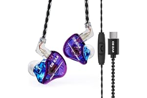 keephifi USB C in Ear Monitor, KBEAR Storm Écouteurs filaires USB C, Pilote Dynamique IEM de 10 mm avec câble détachable pour chanteurs, Musiciens, audiophiles (Bleu Violet, USBC avec Micro)