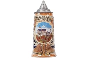 NENBOLEC Jarra de Cerveza Alemana Personalizada Vikinga Stanley Taza Deutschland Castillo de Neuschwanstein Beer Stein Mug con Tapa para Cumpleaños Regalo Hombre Padre Esposo 0.7 Liter