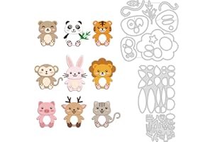 GLOBLELAND Fustella Animali Metallo Taglio Muore Leone Panda Coniglio Tigre Orso Taglio Muore Stencil Modello Fustelle per Stencil in Metallo per Album Carta Artigianato Scrapbooking Decor