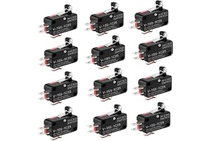 Gebildet 12 stycken V-155-1C25 momentan mini mikrobrytare, lång gångjärnsrulle slutströmbrytare, 3-stift 125 V 250 V SPDT Sna