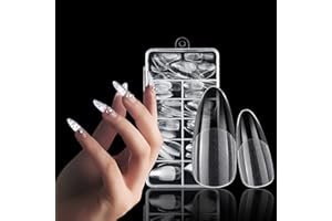 Jaimela 240 Pcs Acrylic Nail Tips, French Acrylic Style Fake Clear Nails Tips, Nail Extension Tips, Artificial Fake Nails With Box, for Nail Salons and DIY Nail Art, 12 Sizes