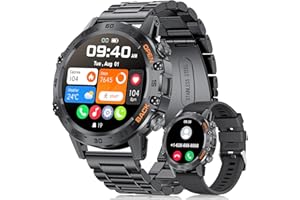 LIGE Men's Smartwatch with Phone Function, 1.39 Inch Military Smart Watch with 24H Heart Rate, Blood Pressure, Sleep Duration, 100+ Sports Modes, Fitness Watch, 300+ Dials, IP67 Waterproof, Black