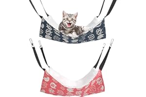 KFSCIP 2 Pack Cat Hammock bed, Radiator Cat Bed for Small Pets, Soft and Comfortable Hanging Bed for Cats, Ferrets, Guinea Pigs, 35x35cm with 12cm Straps, Blue and Pink