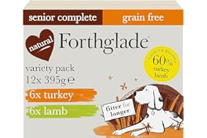 Forthglade Wet Dog Food Variety Pack (12 x 395g Trays) - Senior 7 Years+, Grain Free & Hypoallergenic Dog Food, Turkey & Lamb with Vegetables, Stomach Sensitive Meals with Natural Ingredients