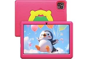 Lville Kinder Tablet, Tablet Kinder 10 Zoll Android 13, 1280 * 800 HD-Display, 5000 mAh Akku, 6GB+64GB, Quad Core, KIDOZ Vorinstalliert, WiFi, Bluetooth, Doppelkamera Kids Tablet (Rosa)