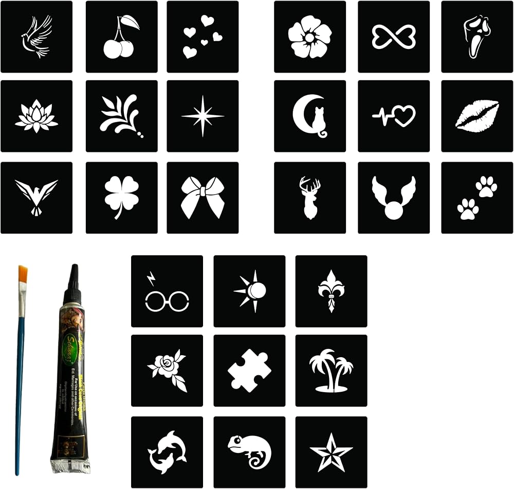 Minimal 27 Desen Hint Kınasıyla Geçici Dövme Yapma Seti
