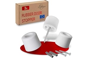 LouMaxx Set of 3 Rubber Door stoppers for Floor Mounting - 3 Pack with Screws and Dowels - The Perfect Protection Against slamming Doors