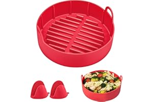 Olla de Silicona para Freidora de Aire con Dos Guantes, HEETA Molde Silicona Freidora de Aire [Fácil limpieza y Reutilizable]