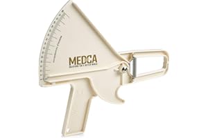 MEDCA Pro Body Skin Caliper - Handheld BMI Measuring Tool - Accurate Skinfold Caliper Measures Fat for Men and Women, for Monitoring Fitness and Weight Loss Goals, Instructions and Body Fat Chart, White