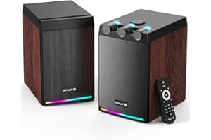 GENERIC HPYLIF·H SL70 Black Futuristic 2.0 Channel 4" Dynamic Driver Bookshelf Speakers | 100W Peak Power, 35M Bluetooth Range, USB & AUX Input, Remote & Button Control, LED Lights, For TV/Home Theater