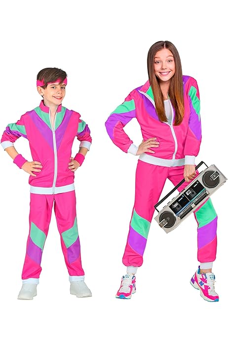 Chandal Años 80 Disfraz Años 80 Para Niños Chándal Rosa Con