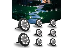 Hqynss Lot de 8 Lampe Solaire Exterieur Au Sol, 8 LED Jardin Lumiere Solaire Extérieur, Lumière Solaire IP65 Étanche Longue Durée de Vie, Spot Solaire pour Chemins Pelouse Allée Terrasse, Blanc Froid
