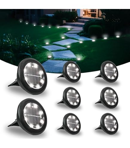Bowfar Zonnelamp voor buiten, 12 LEDs, 800mAh solar grondlampen buiten, Koel wit Tuinverlichting op Zonne-energie, waterdicht IP65 Landschapsverlichting voor terras, gazon, pad, tuin, 4 stuks