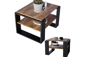 ‎CRAFTPAK CraftPAK Wohnzimmer Tisch für Couch aus hochwertigem Holzwerkstoff, Stabiler & moderner Couchtisch mit zusätzlicher Ablagefläche, Model Kaja 63, Farbe Retro-Schwarz
