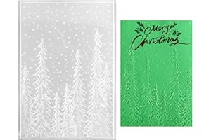 GOKTVAI 3D Christmas Embossing Folder, 6.3x4.5 Inch Plastic Winter Forest Wonderland Snowfall Tree Textured Template for Card Making Embossed Stencil for DIY Scrapbook Decor Craft Supplies (Style 2)